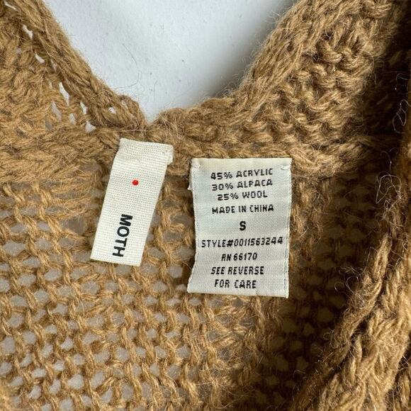 Anthropologie Moth Crochet Knit Alpaca Wool Blend Bohemian Cottagecore Cardigan - Picture 5 of 7